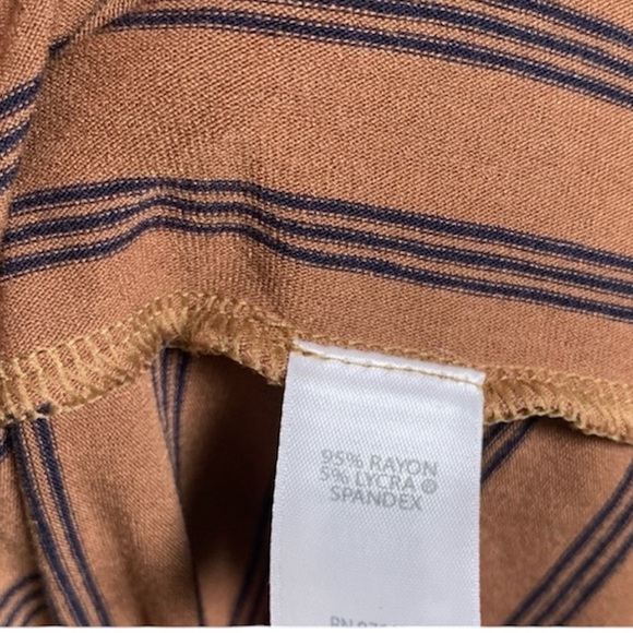 J. Jill Brown Striped 3/4 Sleeve Top Size Large - Picture 7 of 8